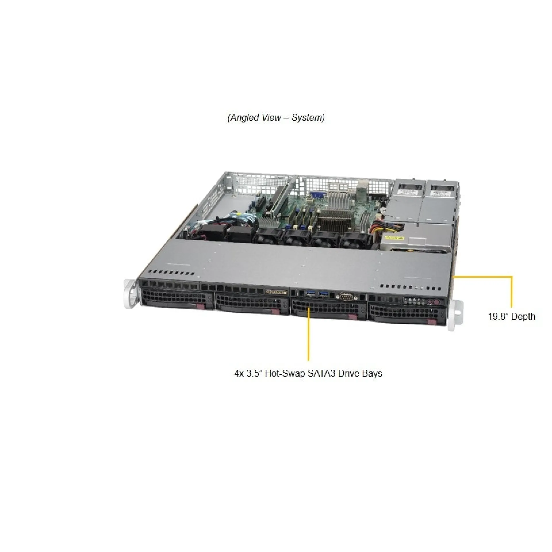 Supermicro SYS-5019S-MR-G1585L angle view